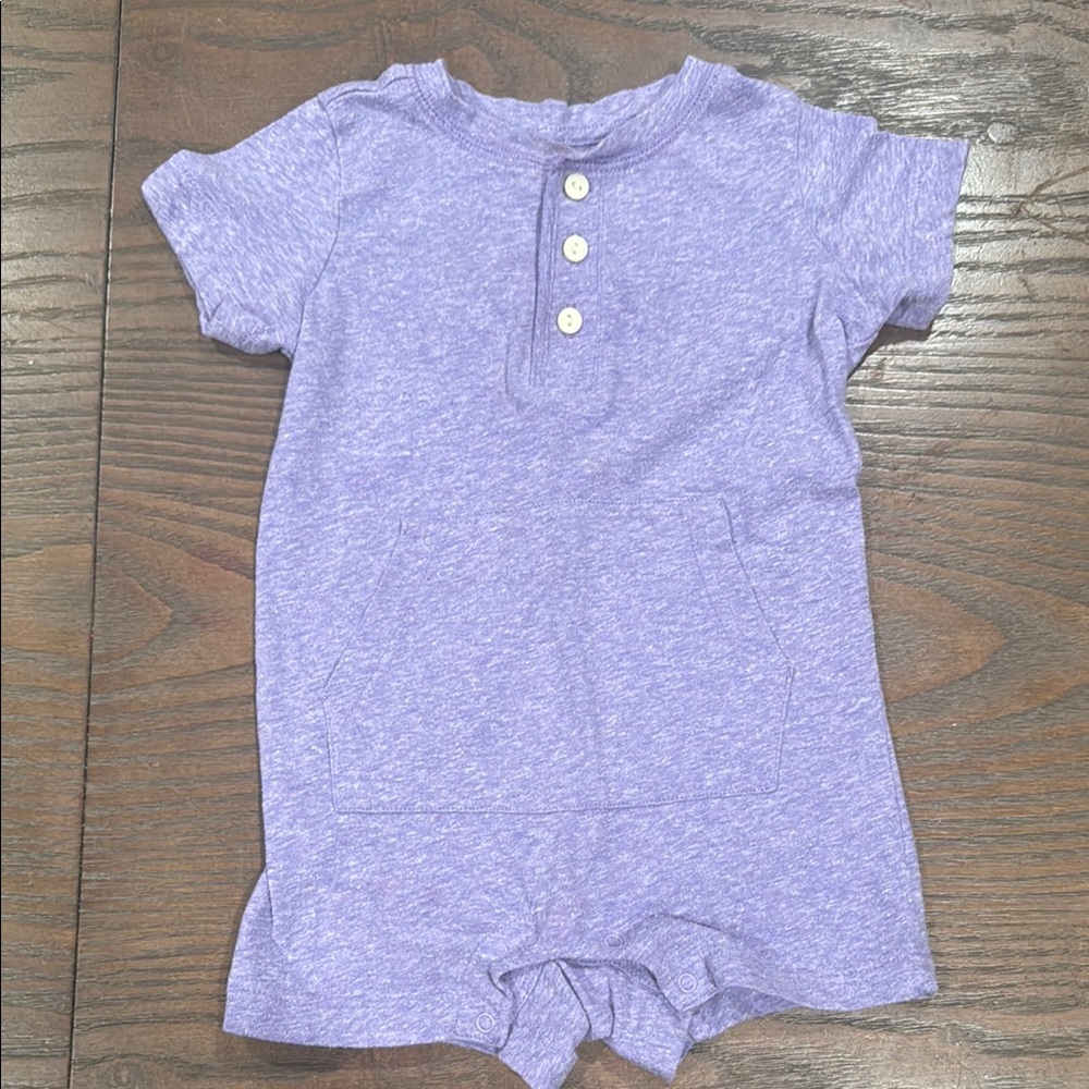 Purple Short Sleeve Baby Romper